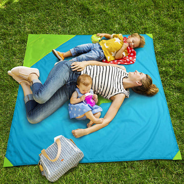Munchkin Brica Go Play Portable Baby Travel Playmat, 58    X 58   , Blue/Green , 2 Piece Set