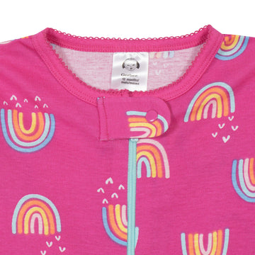 Gerber Baby Girls 2-Pack Footed Pajamas, Rainbows Pink, 4T