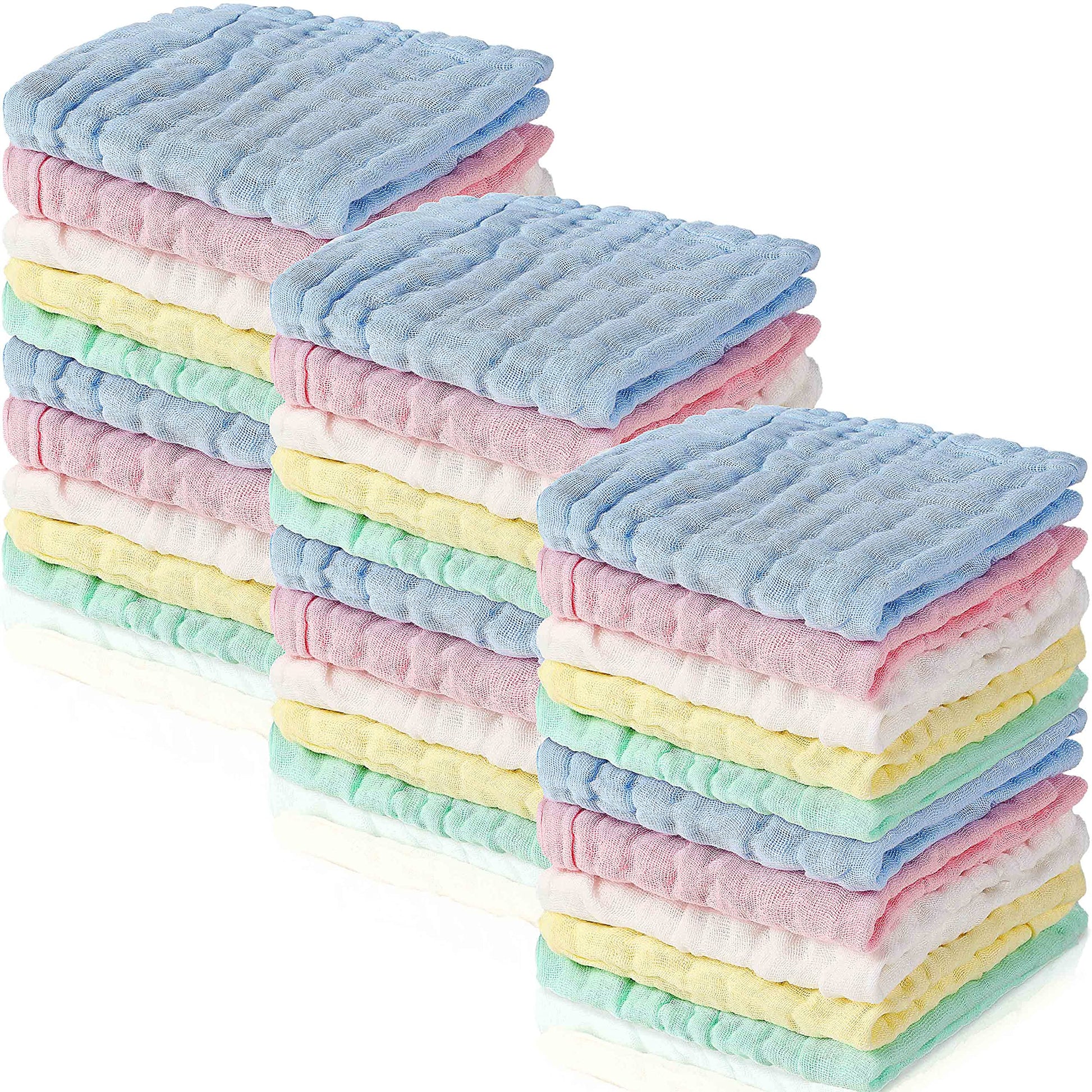 Chumia 30 Pcs Baby Muslin Washcloths Muslin Burp Cloths Muslin Baby Towel Natural Cotton Burp Cloths Baby Wipes Soft Newborn Bab