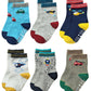 Rative Non Skid Anti Slip Slipper Cotton Crew Socks With Grips For Baby Toddlers Kids Boys (3-5T, 6-Pairs/Rb-711)