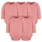 Gerber Unisex Baby Long Sleeve Solid Onesies Multi-Pack Interlock 180 Gsm, Pink