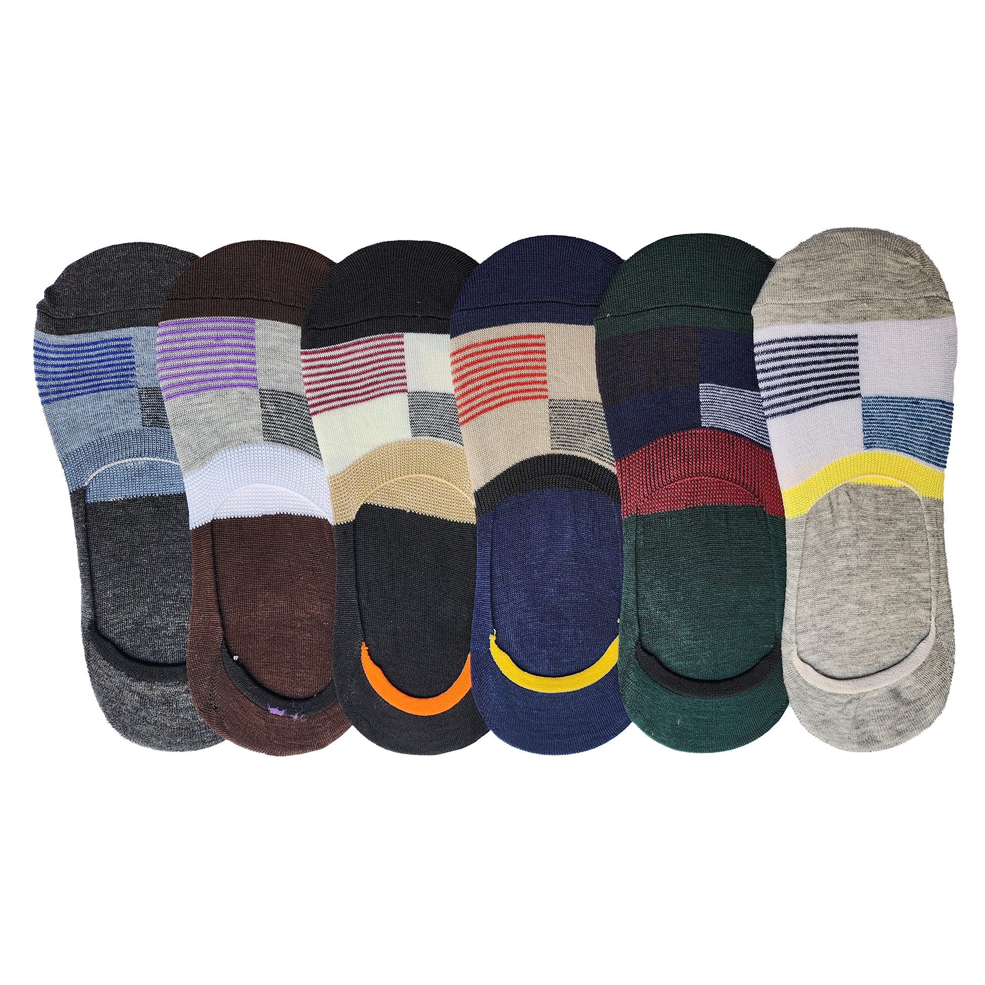 Queery Men Cotton No Show Invisible Loafer Socks Pack Of 6 D2