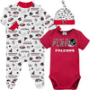 Gerber Nfl Atlanta Falcons 3 Pack Bodysuit Sleep N Play Footie Cap Registry Gift Set, Red Atlanta Falcons New, 0-3 Months