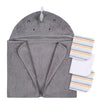 Gerber Baby 4 Piece Animal Character Hooded Towel And Washcloth Set, Charcoal Dino, One Size