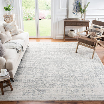 Safavieh Madison Collection 67 X 92 Silver  Ivory Mad603G Oriental Snowflake Medallion Distressed Non-Shedding Living Room Bedro