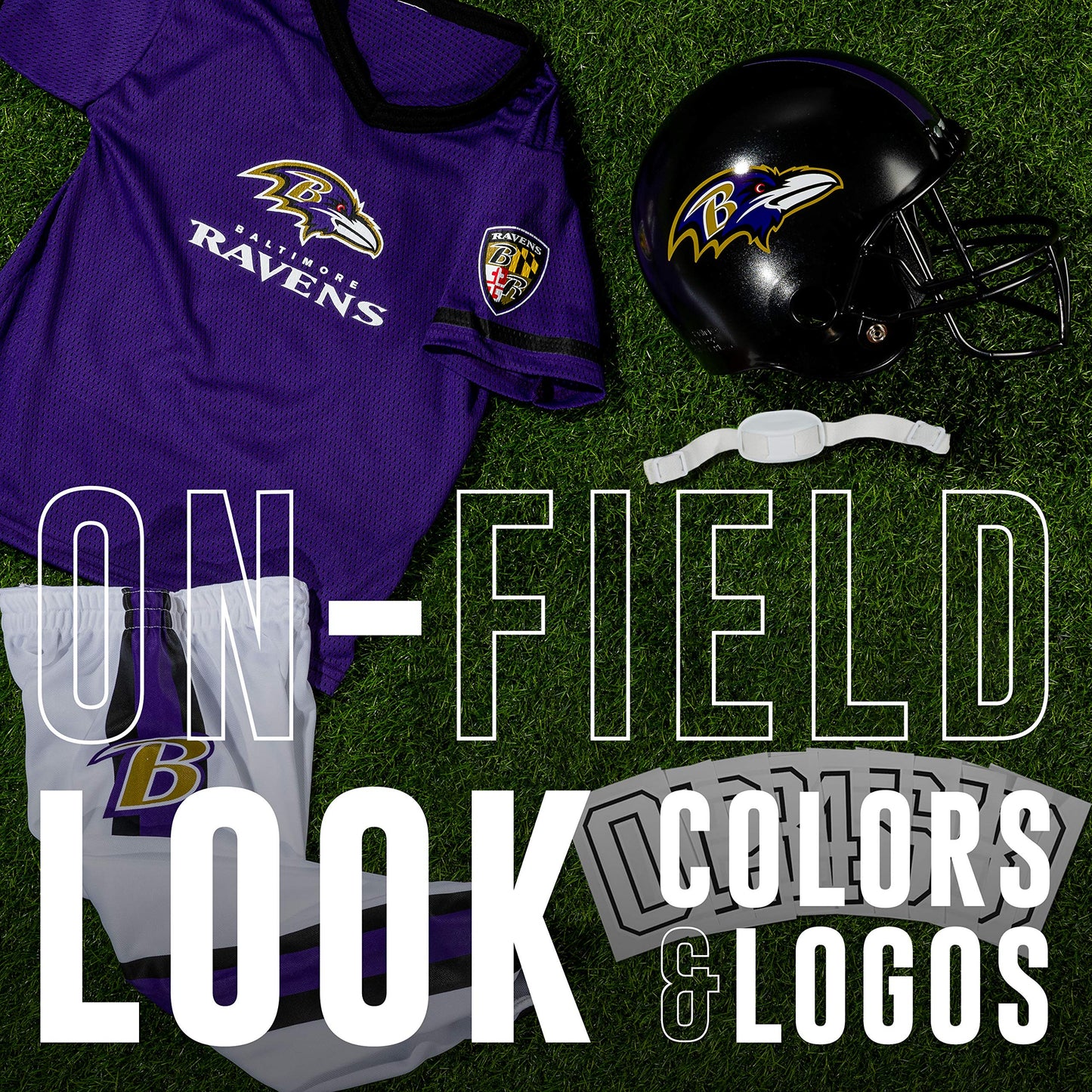 Franklin Sports Baltimore Ravens Kids Football Uniform Set - NFL Youth Football Costume for Boys & Girls - Set Includes Helmet,