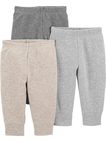 Simple Joys By Carter'S Baby 3-Pack Thermal Pants, Beige/Dark Grey/Grey, 3-6 Months