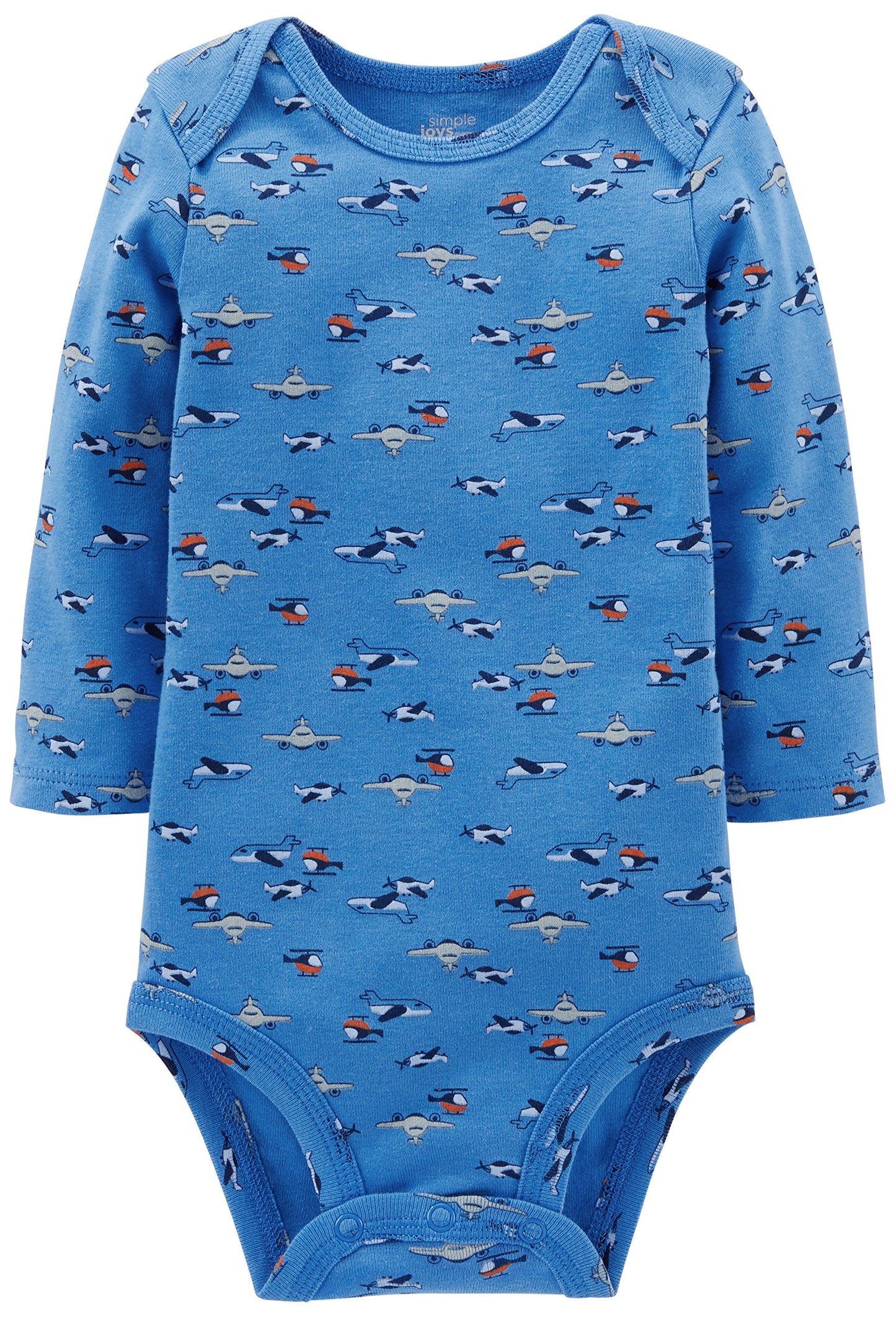 Simple Joys By Carter'S Baby Boys' 5-Pack Long-Sleeve Bodysuit, Blue/Grey/White, 6-9 Months