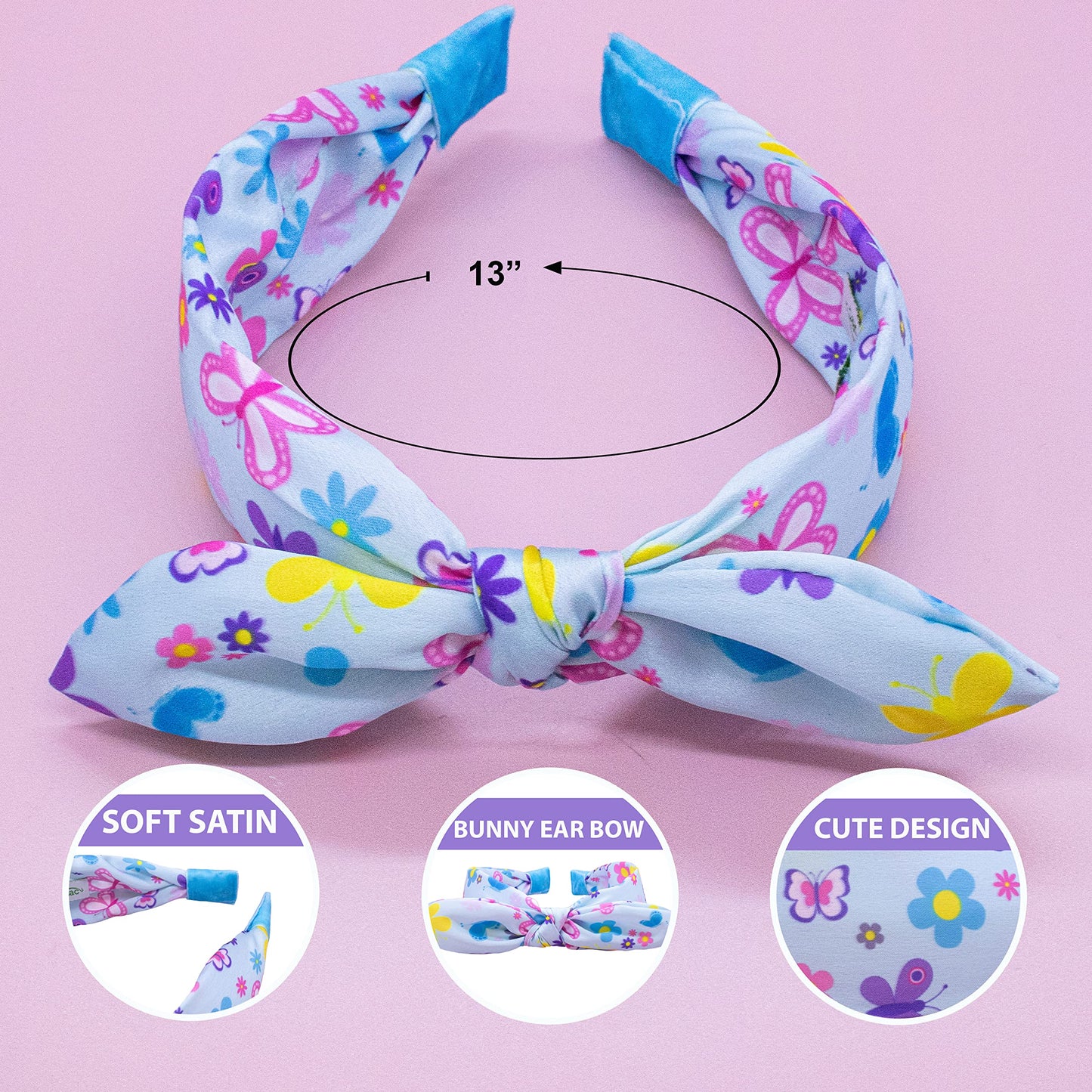 Frog Sac Rabbit Ear Headband For Girls, Knotted Toddler Bow Headbands For Kids, Cute Child Butterfly Knot Hair Bands For Toddler