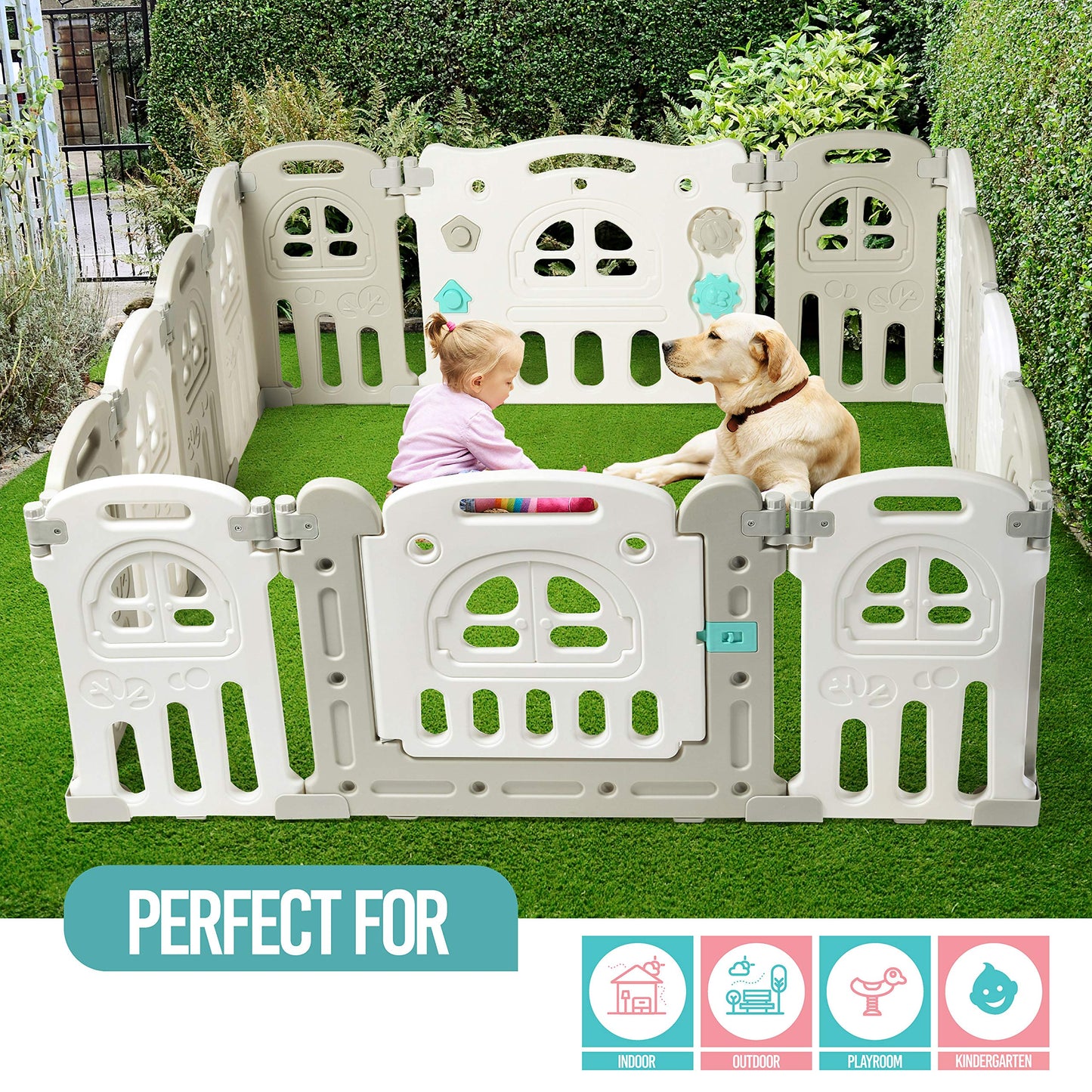 Play22 Foldable Baby Playpen 14 Panel - Kids Safety Activity Play Center - Safety Play Yard Play Pens For Babies - Safety Gates