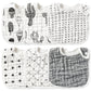 Zainpe 6Pcs Snap Muslin Cotton Baby Bibs Ice Cream Cactus Pattern Black Infants Feeding Bib Adjustable Machine Washable Unisex B