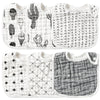 Zainpe 6Pcs Snap Muslin Cotton Baby Bibs Ice Cream Cactus Pattern Black Infants Feeding Bib Adjustable Machine Washable Unisex B