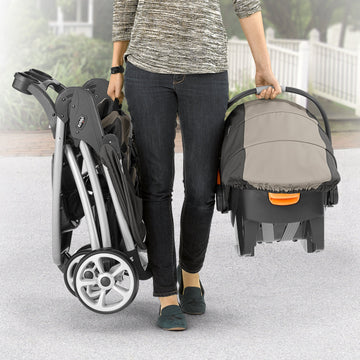 Chicco Viaro Quick-Fold Travel System, Includes Infant Car Seat And Base, Stroller And Car Seat Combo, Baby Travel Gear | Black/