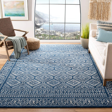 Safavieh Tulum Collection 12 X 15 Navyivory Tul264N Moroccan Boho Distressed Non-Shedding Living Room Bedroom Dining Home Office