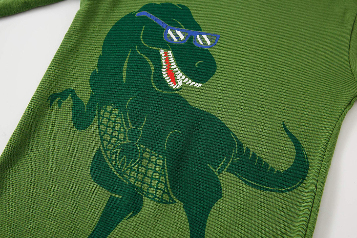 Family Feeling 4 Piece Baby Girls Boys Long Sleeve Dinosaur Green Blue Pajamas Sets 100% Cotton Pyjamas Toddler Infant Kids 18-2