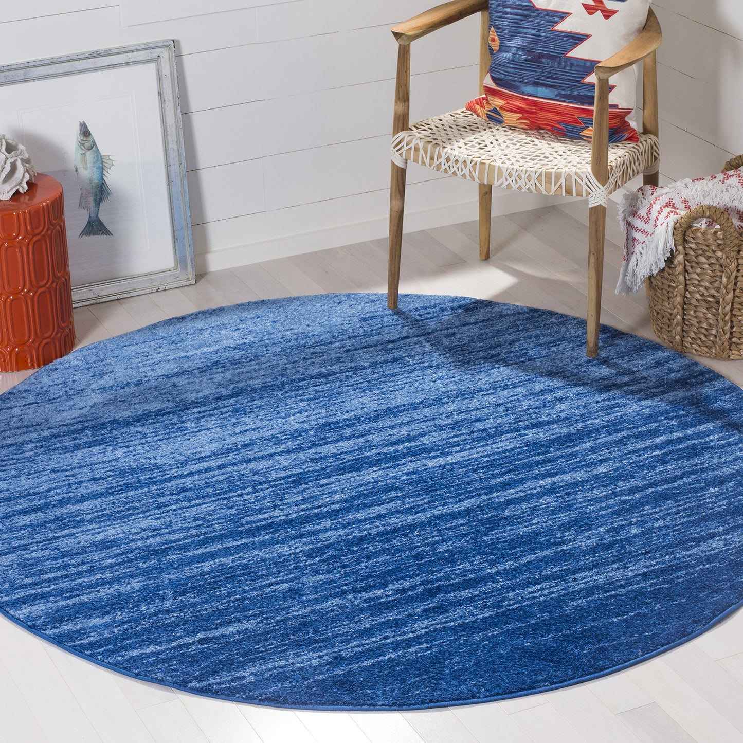 Safavieh Adirondack Collection 10 Round Light Blue  Dark Blue Adr113F Modern Ombre Non-Shedding Dining Room Entryway Foyer Livin