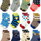 RATIVE Non Skid Anti Slip Crew Socks With Grips for Baby Toddlers Boys (1-3T, 12-pairs/RB-71518)