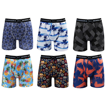 Warriors  Scholars  Mens Boxer Briefs  Boxer Briefs For Men Pack Of 6  Printed Mens Underwear  Mens Boxer Briefs Underwear  Boys