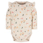 Gerber Baby Girl'S 2-Pack Long Ruffle Sleeve Onesies, Mushrooms
