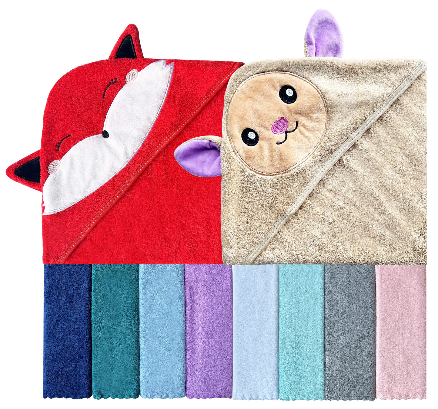 Sunny zzzZZ Baby Hooded Bath Towel and Washcloth Sets, Baby Essentials for Newborn Boy Girl, Baby Shower Towel Gifts for Infant 