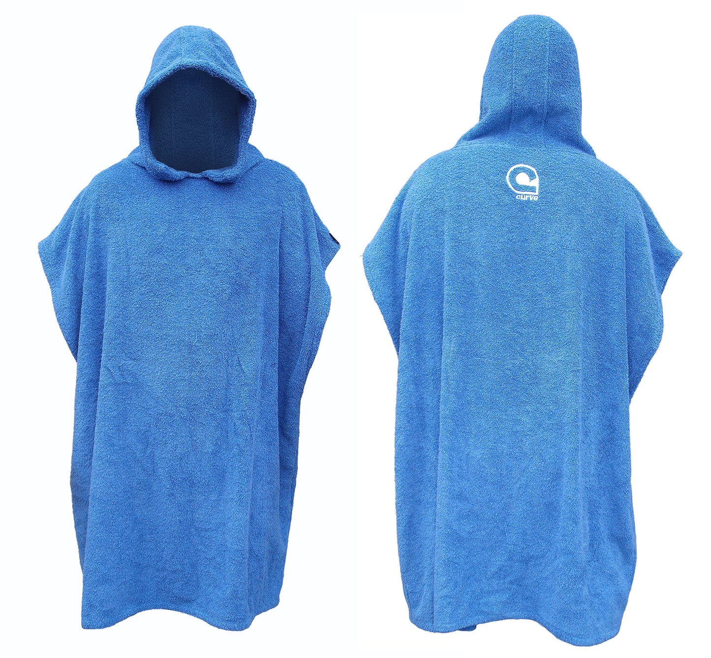 Kids Swimming Robe Surf Beach Poncho In 100% Cotton Hooded Towel W Adjustable Sleeves (Blue, Child)