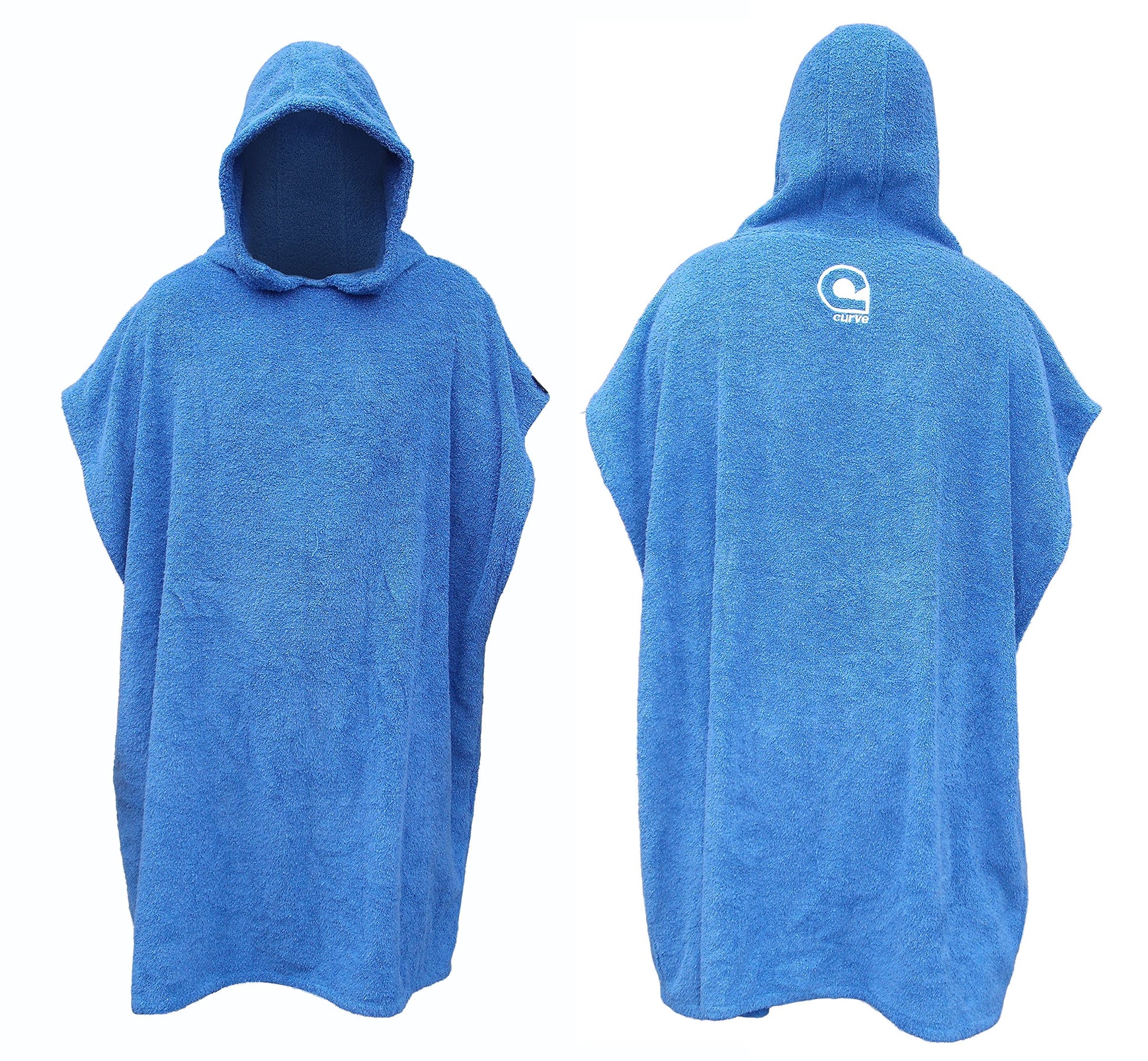 Kids Swimming Robe Surf Beach Poncho In 100% Cotton Hooded Towel W Adjustable Sleeves (Blue, Child)