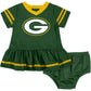 NFL Green Bay Packers Team Jersey Dress and Diaper Cover, green/yellow Green Bay Packers, 18 Months