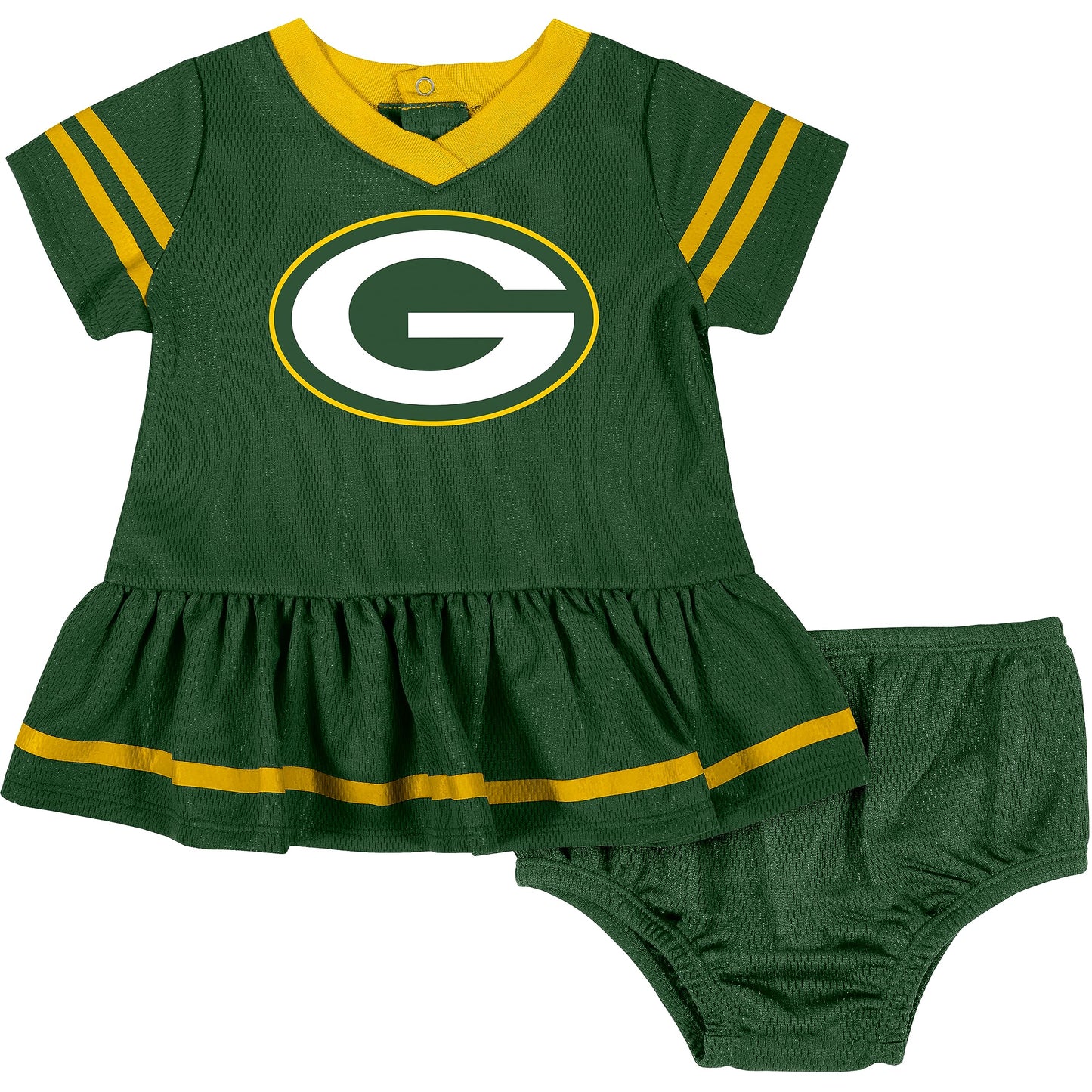 NFL Green Bay Packers Team Jersey Dress and Diaper Cover, green/yellow Green Bay Packers, 18 Months