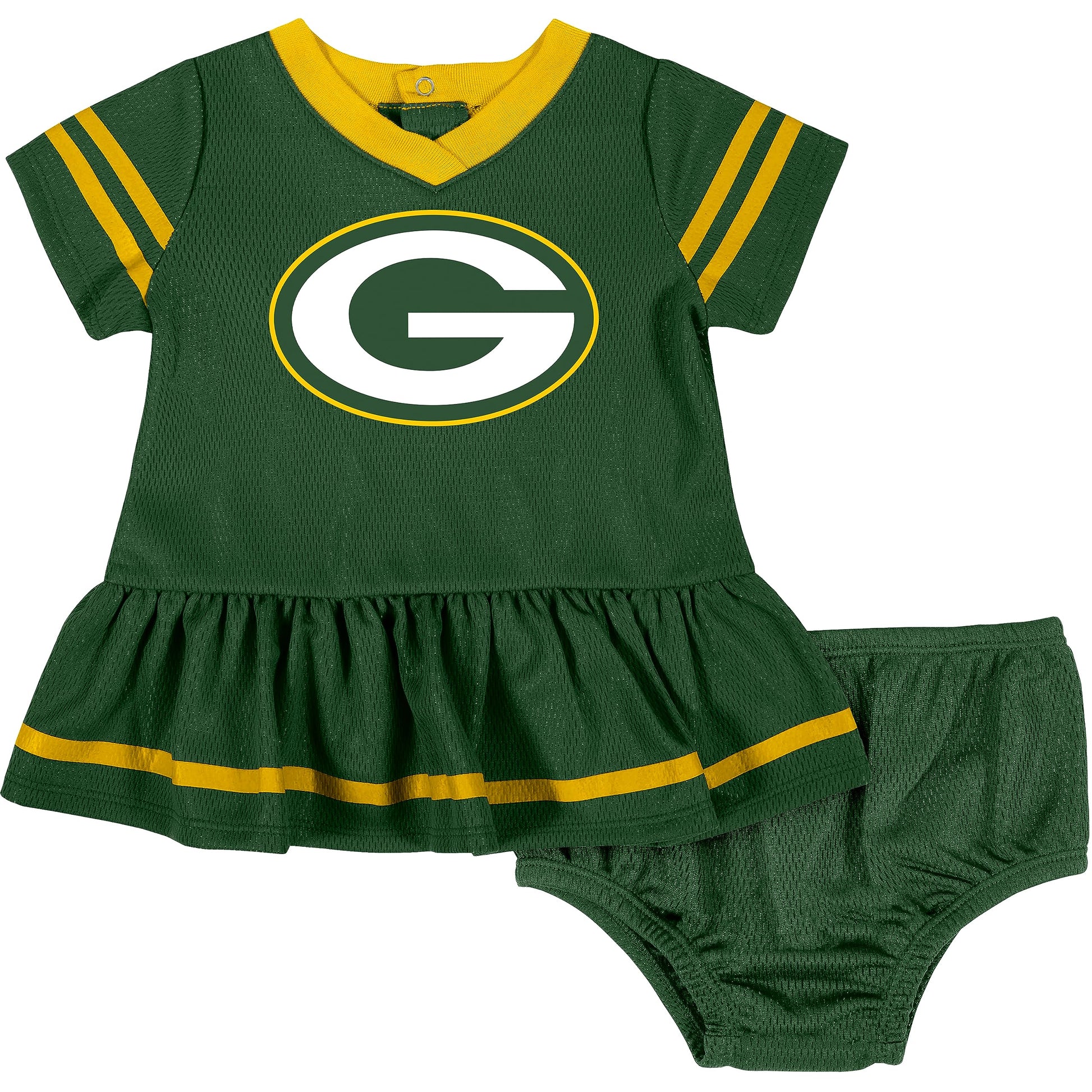 NFL Green Bay Packers Team Jersey Dress and Diaper Cover, green/yellow Green Bay Packers, 18 Months