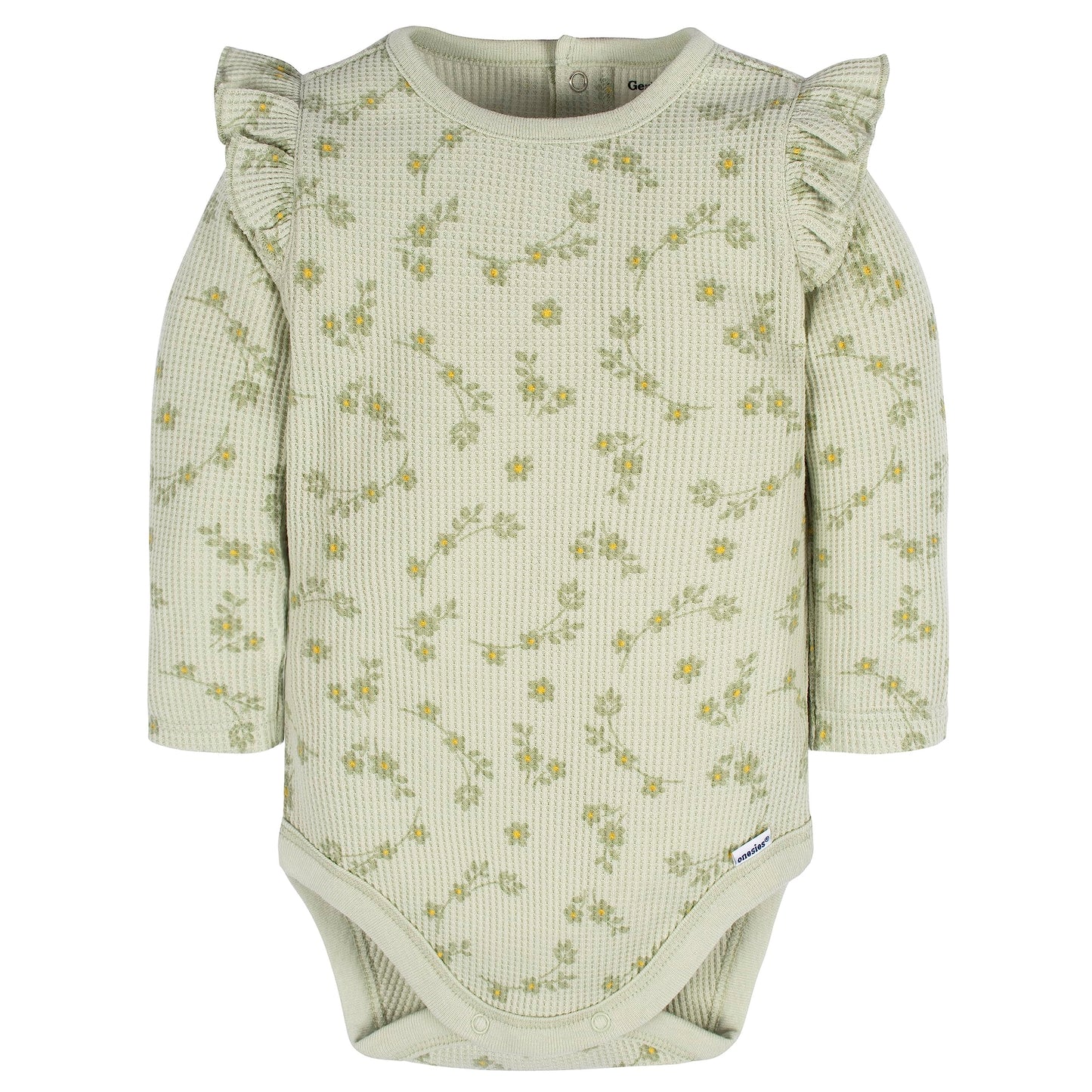 Gerber Baby Girl'S 2-Pack Long Ruffle Sleeve Onesies, Flower Toss