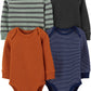 Simple Joys By Carter'S Unisex Babies' Long-Sleeve Thermal Bodysuits, Pack Of 4, Black/Green Stripe/Navy/Rust, 0-3 Months