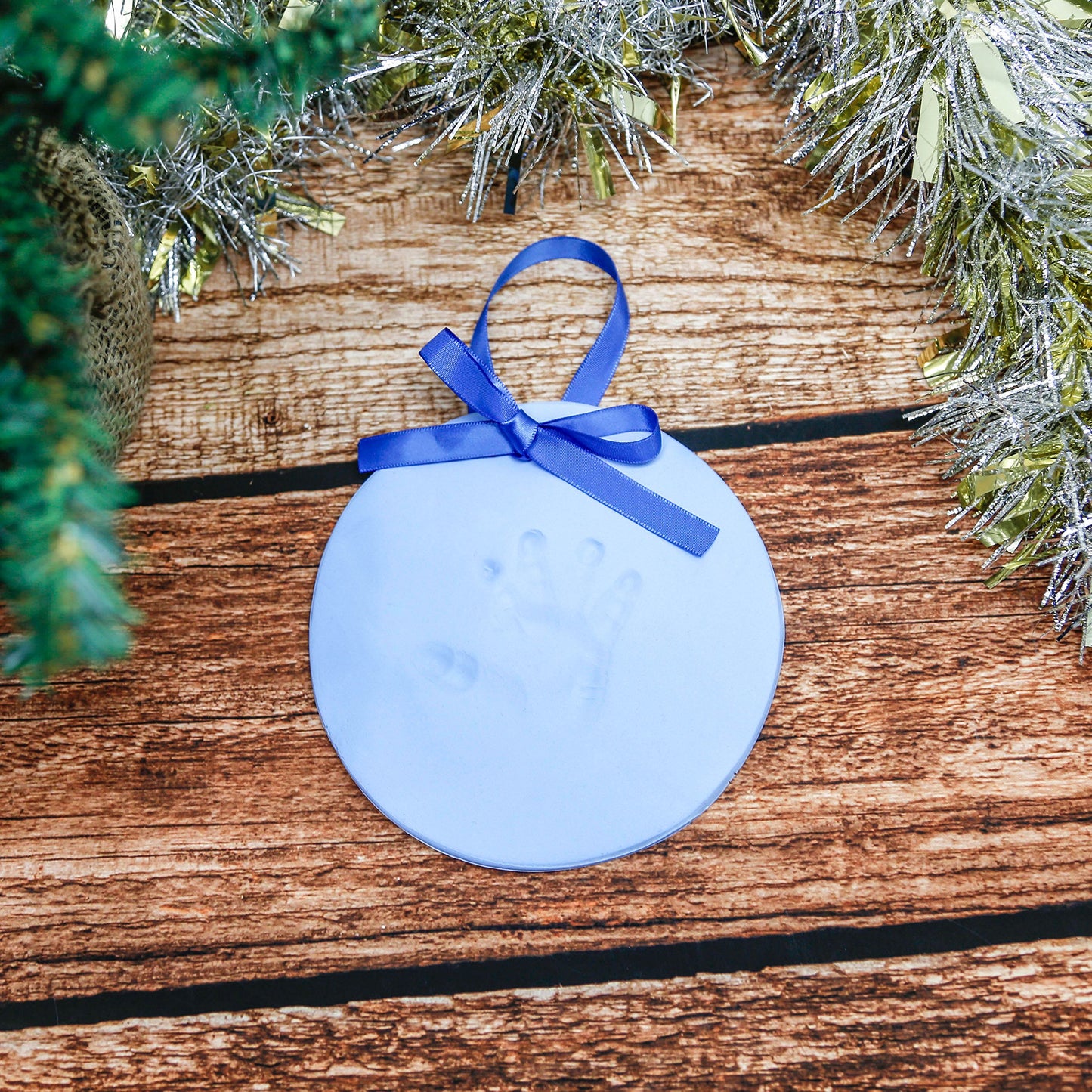 Tiny Ideas Baby Handprint Or Footprint Diy Keepsake Ornament Kit, Baby Boy Nursery D  Cor, Newborn Gift For Expecting Parents, B