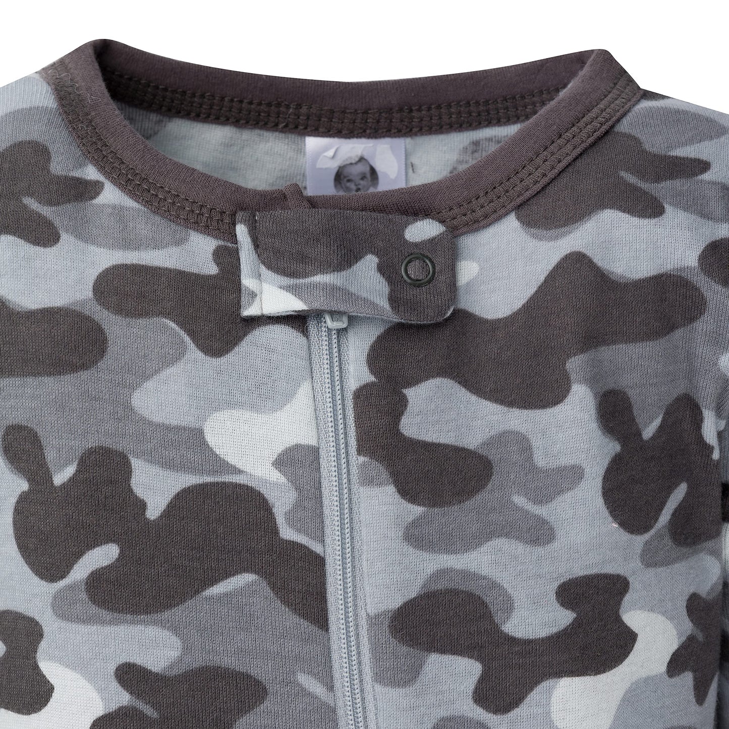 Gerber Baby Boys' 2-Pack Footed Pajamas, Grey Camo, 6-9 Months