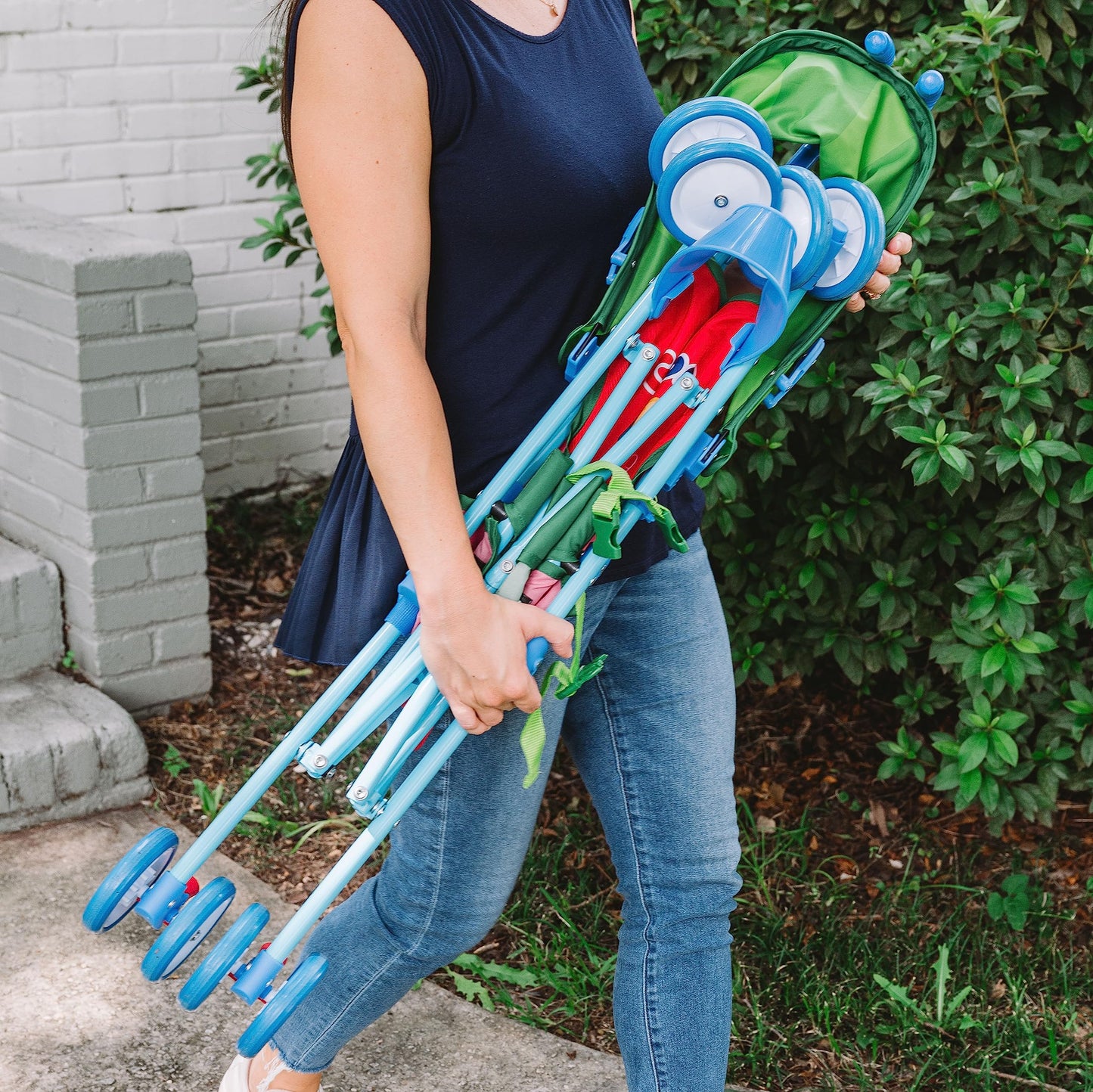 Cocomelon Umbrella Stroller With Canopy, Lightweight And Compact For Travel, 3D Stroller Red