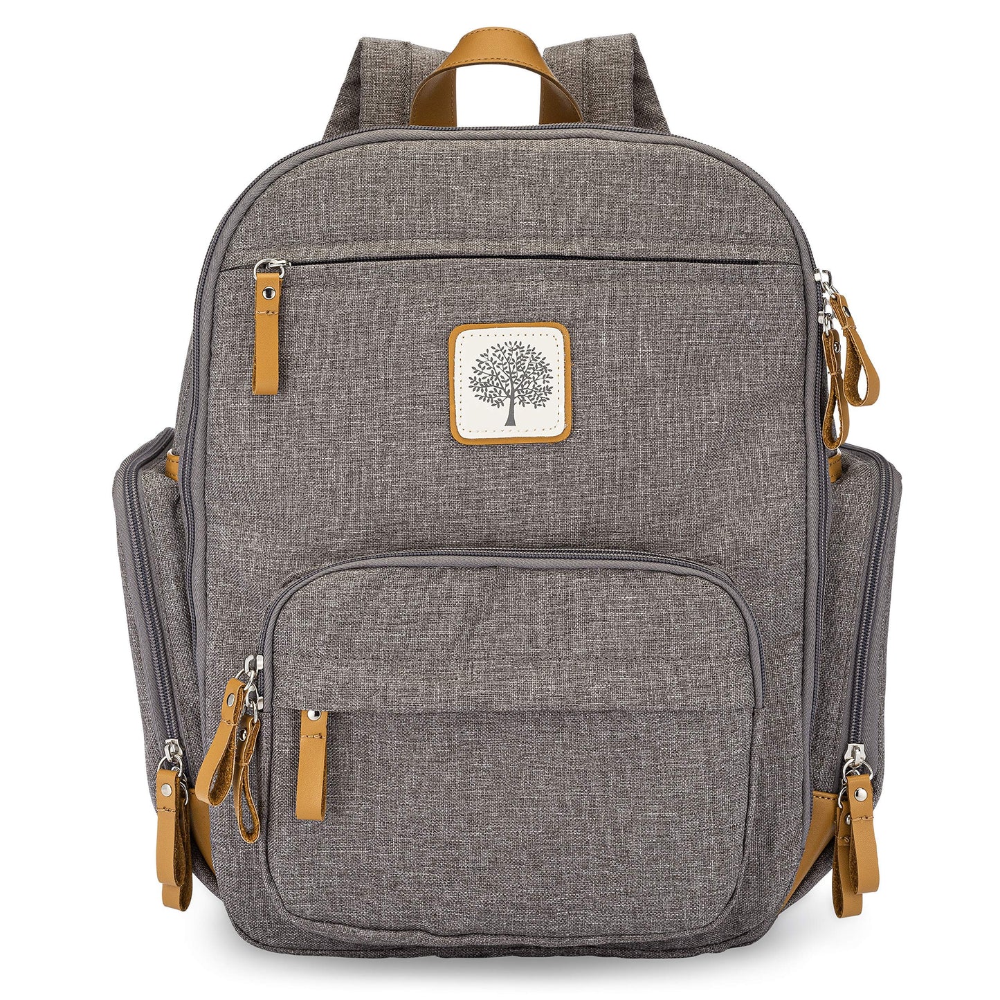 Parker Baby Diaper Backpack - Full Zip Diaper Bag With Insulated Pockets - Gray