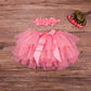 Baby Girls Tutu Skirt Headband Set Toddler Ruffle Tulle Diaper Covers 6-24 Month Coral