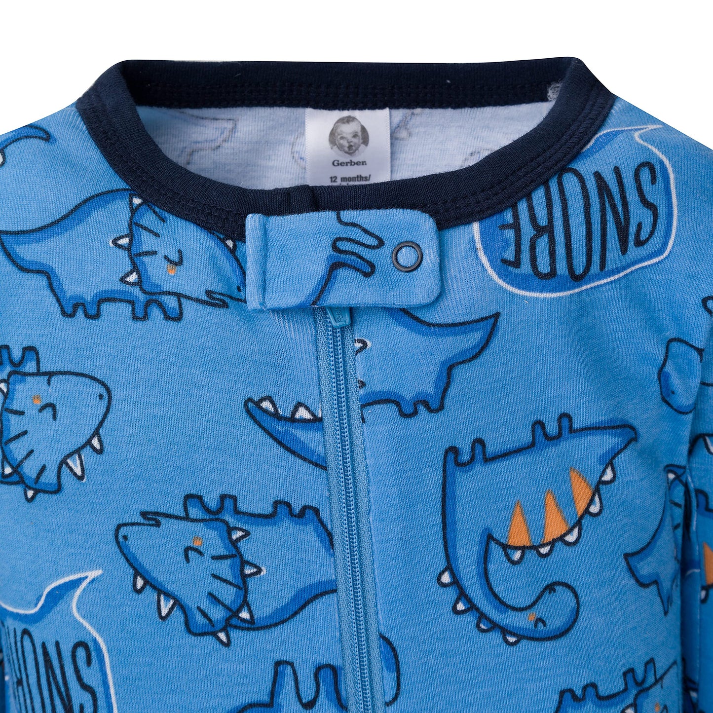Gerber Baby Boys' 2-Pack Footed Pajamas, Sleepy Blue Dino, 12 Months