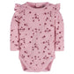 Gerber Baby Girl'S 2-Pack Long Ruffle Sleeve Onesies, Dandelions