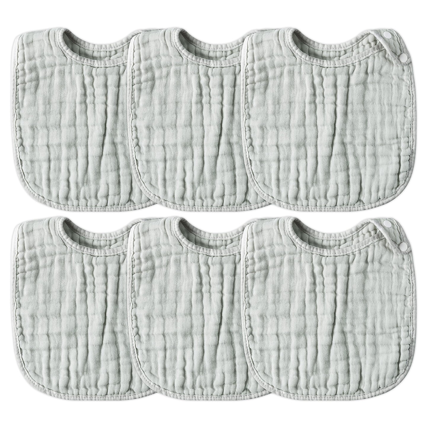 Zainpe 6Pcs Snap Muslin Cotton Baby Bibs Grey Infants Drooling Bib Soft & Absorbent Unisex Burp Cloths Adjustable Saliva Towels