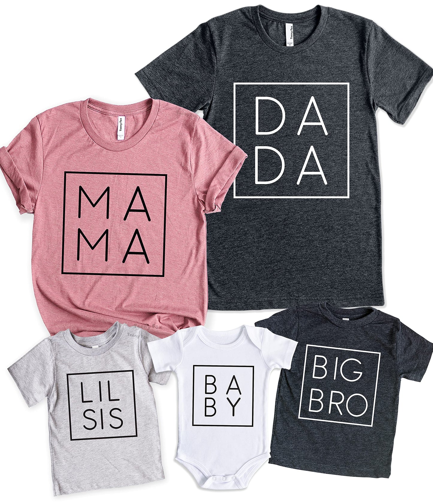 Teeny Fox Baby Bodysuit Letter Printed Family Cute Matching Outfits Couple Shirts