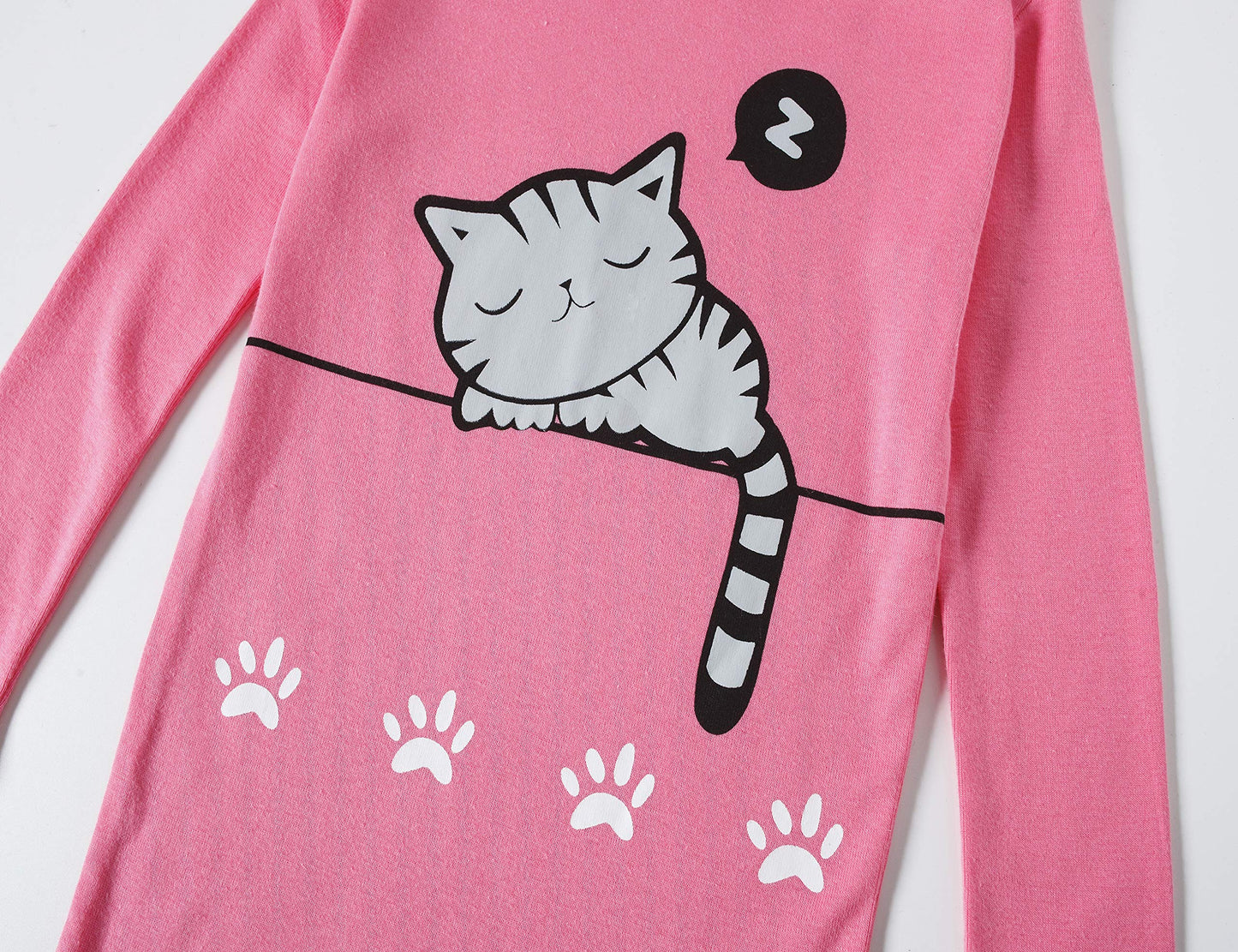 Family Feeling Cat Baby Girls Long Sleeve Pajamas Sets 100% Cotton Pyjamas Infant Kids Pjs Size 18-24 Months