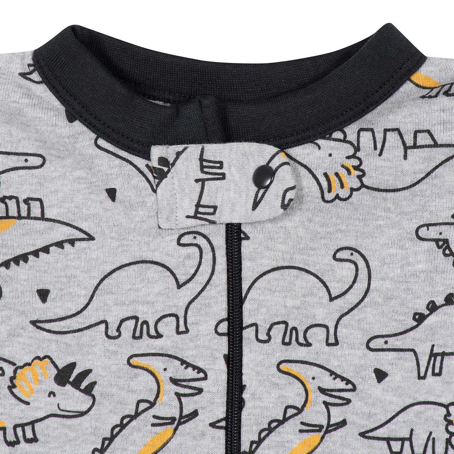 Gerber Baby Boys' 2-Pack Footed Pajamas, Grey Dinos Black Stripe Grey, 6 Months