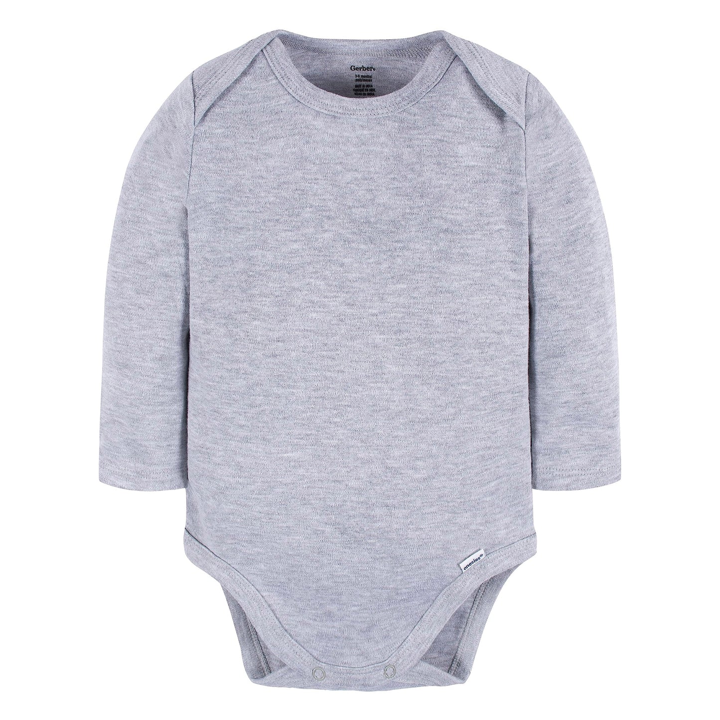 Gerber Unisex Baby Long Sleeve Solid Onesies Multi-Pack Interlock 180 Gsm, Grey Heather