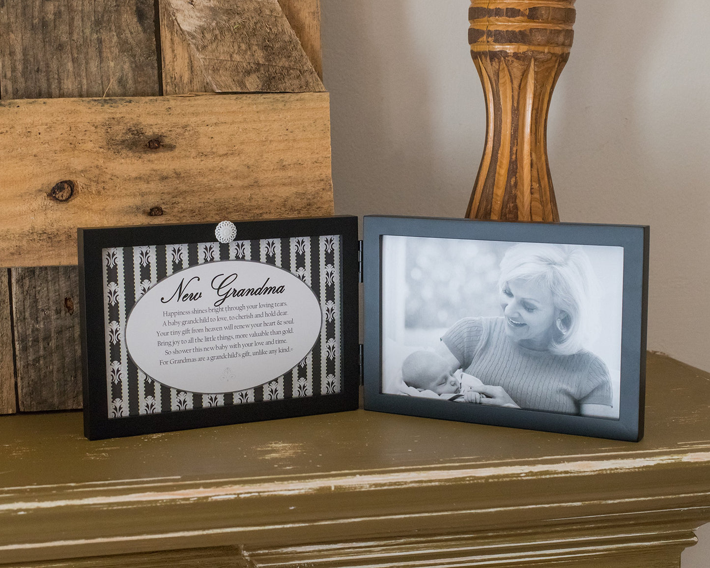 The Grandparent Gift Company - 4    X 6    Black Double Hinged Table Or Shelf Frame- New Grandma   - Baby Reveal Or Shower Gift