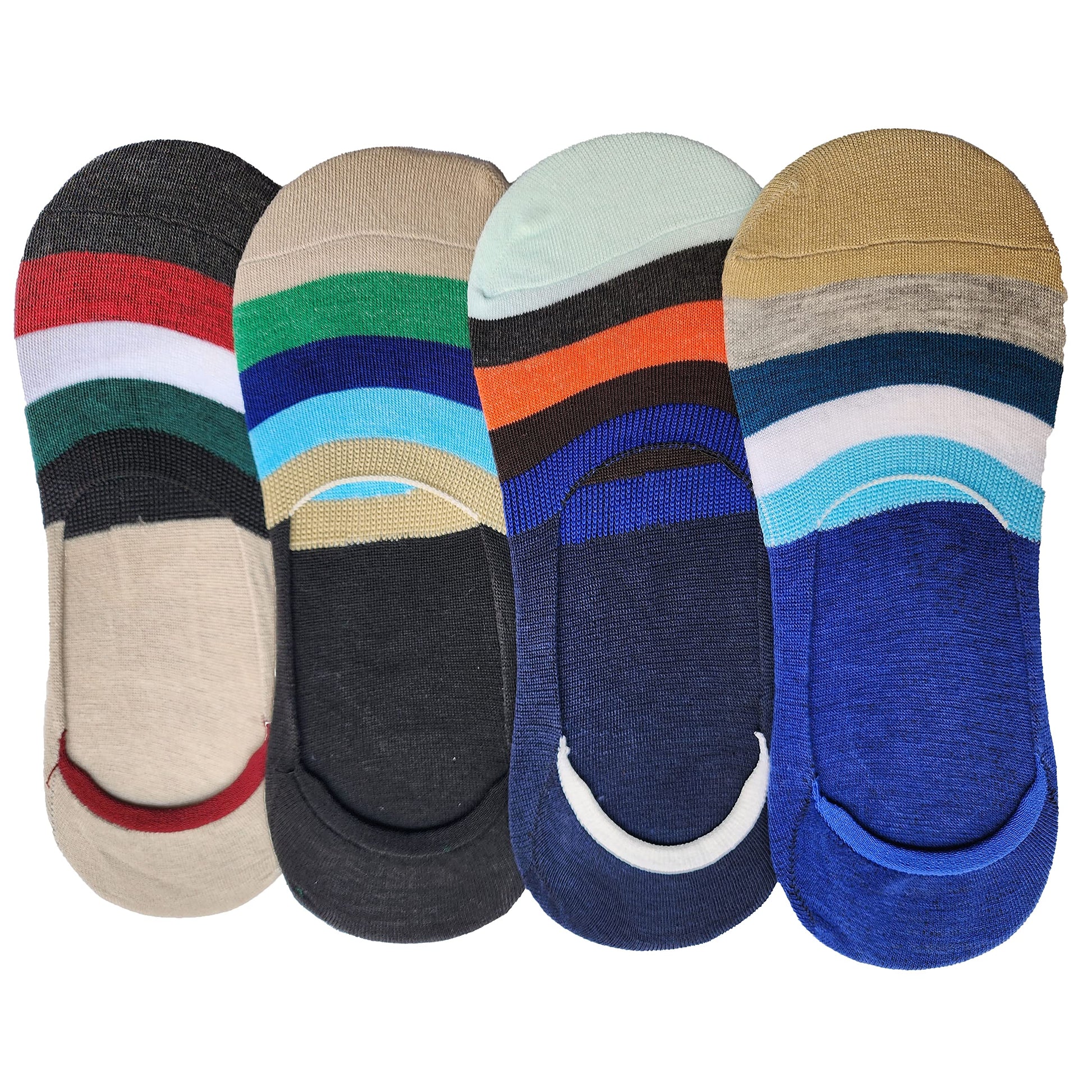 Queery Men Cotton No Show Invisible Loafer Socks Pack Of 4 D3