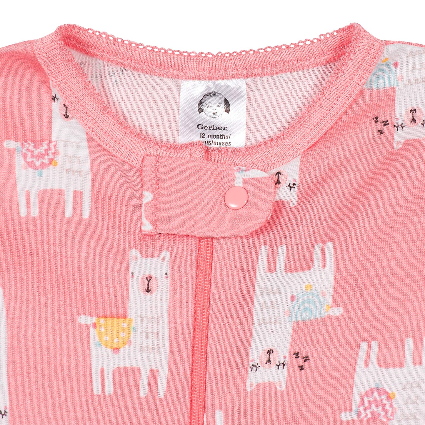 Gerber Baby Girls' Toddler 2-Pack Footed Pajamas, Llama Pink, 3T
