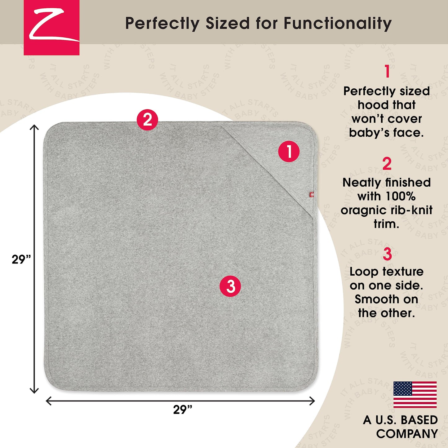 Zutano Hooded Baby Towels, Organic Cotton Baby Bath Towel, Ultra Soft And Absorbent Baby Towel For Newborn And Infant | Girl, Bo