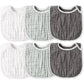 Zainpe 6Pcs Snap Muslin Cotton Baby Bibs White Grey Infants Drooling Bib Soft & Absorbent Adjustable Unisex Burp Cloths Feeding