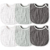 Zainpe 6Pcs Snap Muslin Cotton Baby Bibs White Grey Infants Drooling Bib Soft & Absorbent Adjustable Unisex Burp Cloths Feeding