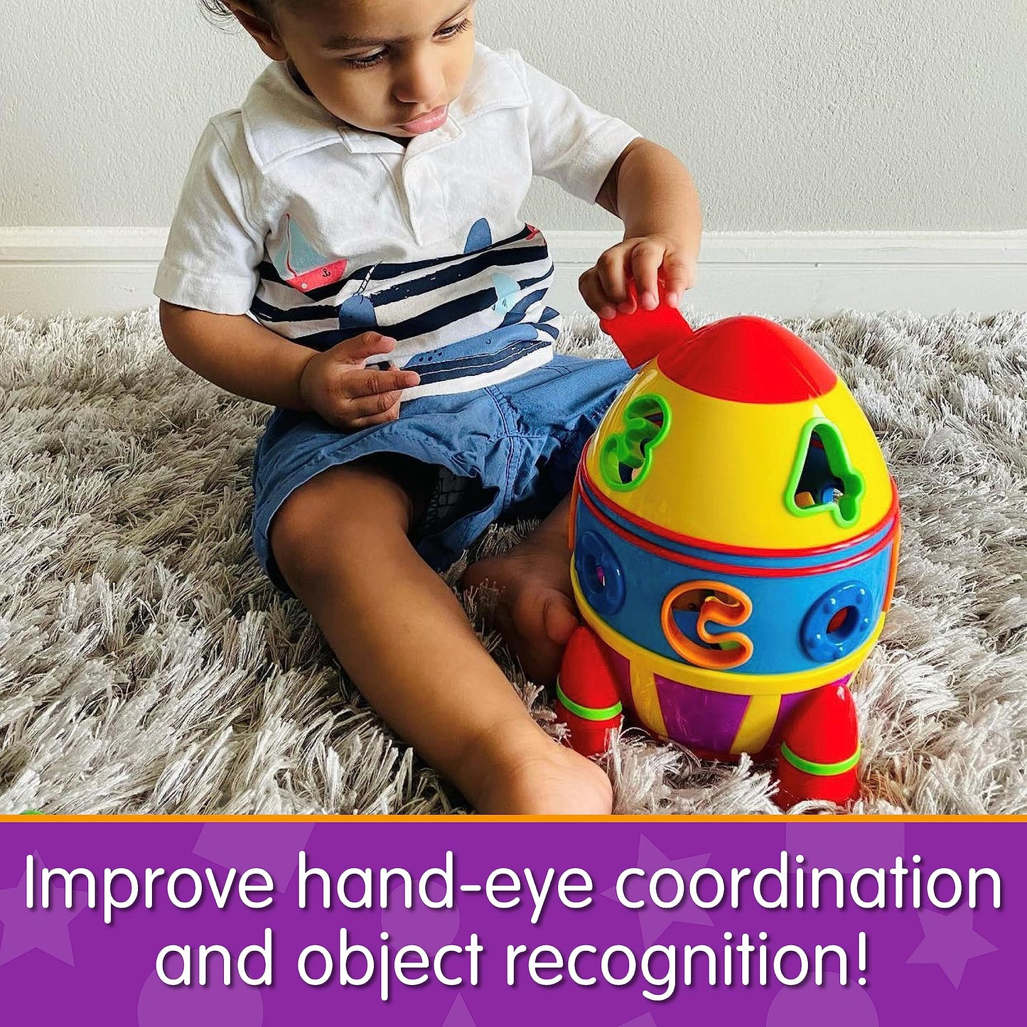 The Learning Journey Early Learning - Rocket Shape Sorter - Toddler Toys & Gifts for Boys & Girls Ages 12 Months and Up - Award